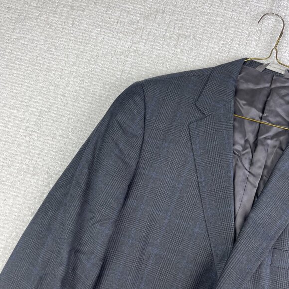 J.P. Tilford Samuelsohn x Harry Rosen Gray/Blue gingham Sport Blazer Jacket 46R - Picture 3 of 16